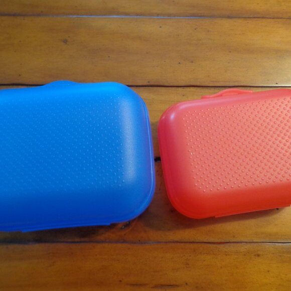 NEW Set of 2 Tupperware Packable Containers Red/Blue Plastic - Picture 6 of 6